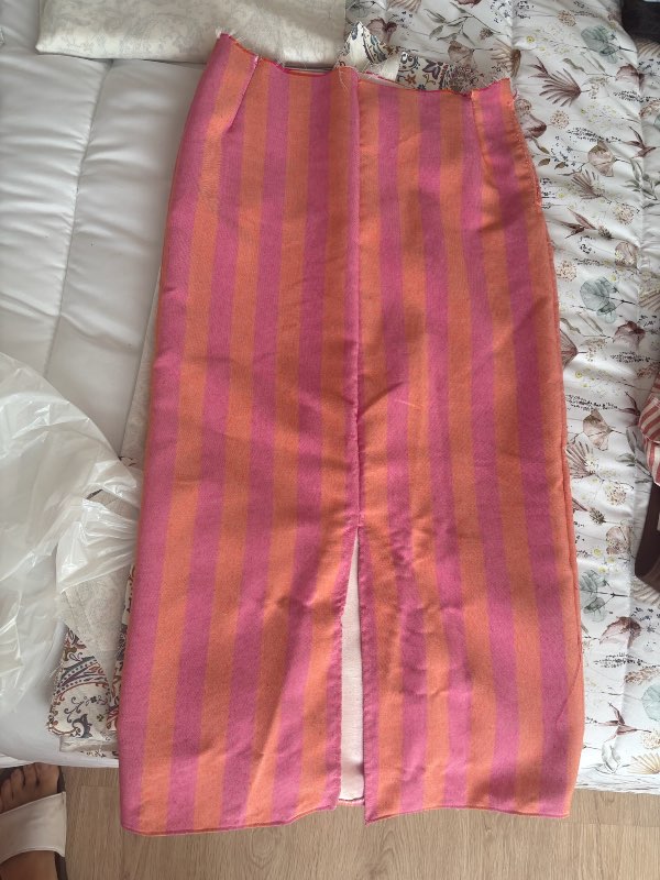 Falda rayas naranja-rosa